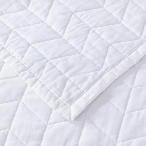 Vista 4 de Chezmoi Collection - Juego de fundas de edredón y fundas de almohada de algodón macizo, estilo vintage, Algodón, Blanco, gemelo