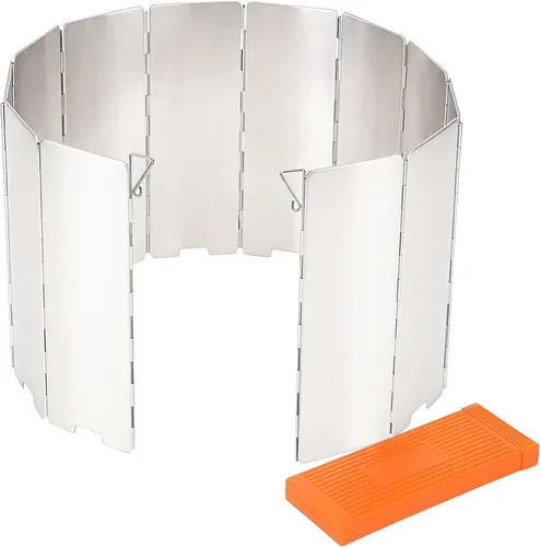 Vista 8 de Estufa de camping de 10 placas Parabrisas plegable con estuche Parabrisas para estufa de camping de 10 placas