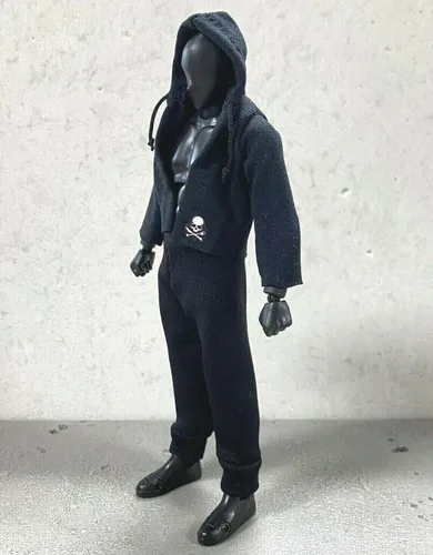 Vista 3 de 1/12 Escala miniatura hecha a mano tela sudadera con capucha pantalones deportivos para SH Figuarts Figma 6 pulgadas figura de acción