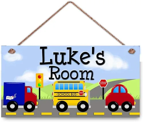 Vista 3 de Letrero para habitación de niños, helicóptero, azul, naranja, verde lima, para niños, letrero personalizado para puerta, dormitorio, guardería