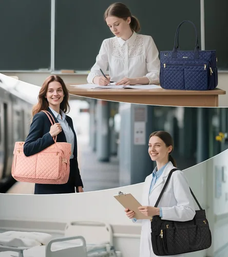 Vista 2 de Bagstellar Teacher Bags for Women, 15.6 inch Laptop Work Tote Bag Quilted Nurse Bible Computer Shoulder Bag for School Travel Dream Tote Work Bag
