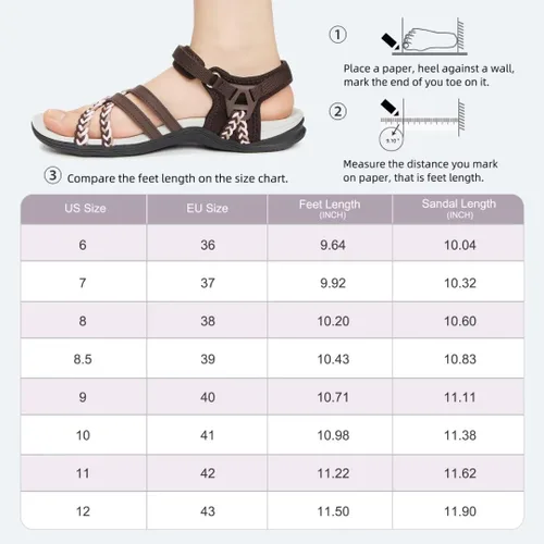 Vista 5 de MEGNYA Hiking Sandals for Women, Comfortable Walking Sandals Hook Loop Strap, Sports Lightweight Slides