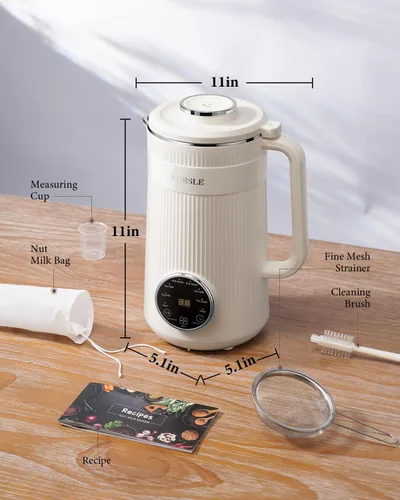 Vista 7 de KIDISLE 8 en 1 licuadora para hacer leche de frutos secos, 32oz Soja casera, almendra, avena, coco, bebidas a base de plantas y sin lácteos, máquina
