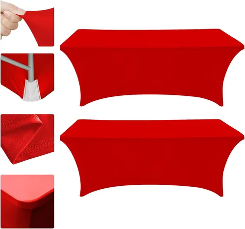 Vista 13 de Eurmax USA - Manteles rectangulares ajustables de elastano de 4 pies, mantel elástico para bodas, eventos o para decorar la mesa del patio