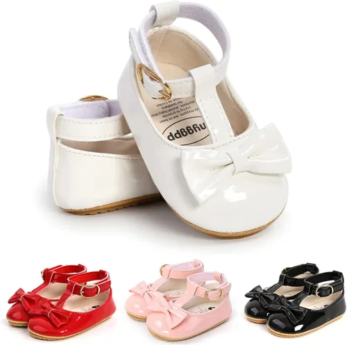 Vista 5 de LAFEGEN Zapatos de bebé para niña, antideslizantes, suela suave, de piel sintética, para bebé, Mary Jane, zapatos planos para primeros pasadores