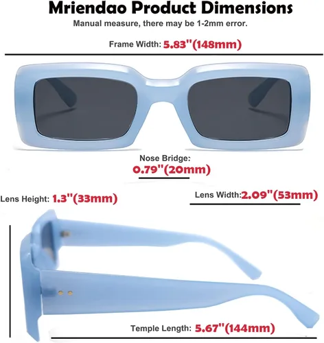 Vista 5 de Lentes de sol de moda para mujeres y hombres, lentes de sol de los años 90, marco rectangular azul, naranja, amarillo