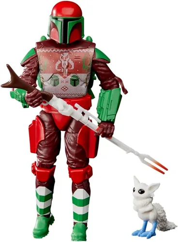 Vista 2 de Hasbro Star Wars Black Series Figura de acción Mandalorian Warrior (edición navideña) 5.9 in
