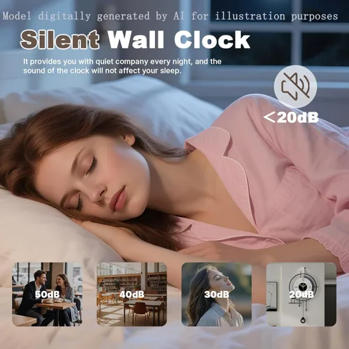 Vista 5 de Reloj de pared grande para decoración de sala de estar, reloj de pared moderno de péndulo, silencioso, sin tictac, funciona con pilas, para sala