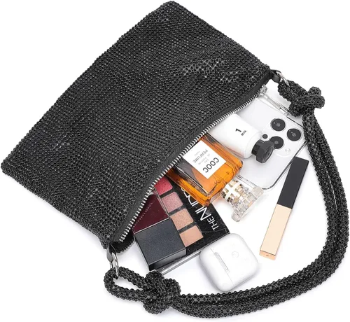 Vista 8 de Bolso de diamantes de imitación para mujer, bolso de noche con brillos, mini bolsos de mano