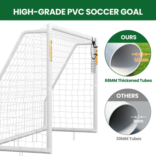 Vista 5 de Soccer Goal - 12x6/10x6/8x6/6x4FT PVC Soccer Goals for Backyard