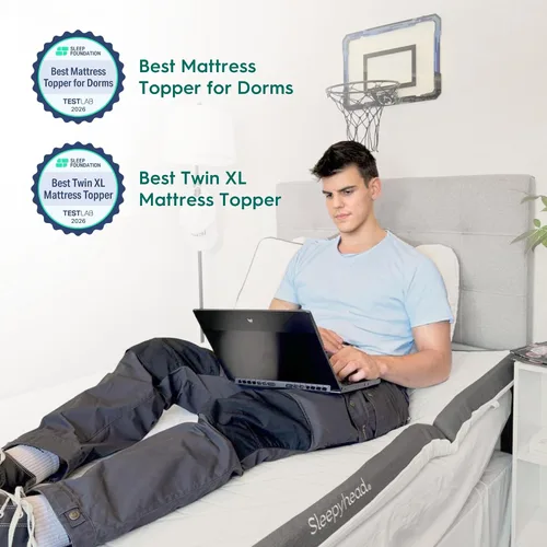Vista 5 de Sleepyhead - Cubrecolchón matrimonial de 3 pulgadas, de espuma viscoelástica con infusión de gel con funda lavable, esencial para dormitorio