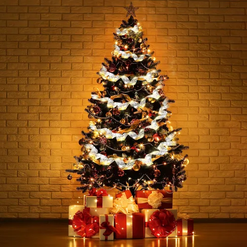 Vista 7 de Tuanse 5 luces de cinta de Navidad de 65.6 pies, 200 luces LED de hadas de Navidad, luces de alambre que funcionan con pilas para árbol de Navidad