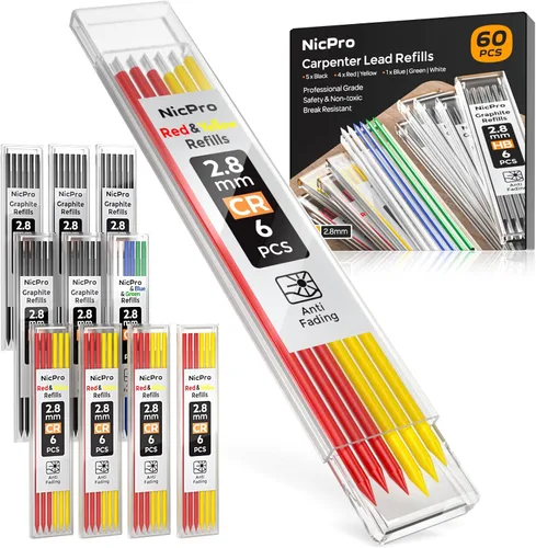 Vista 9 de Nicpro 24 Piezas de Recarga de Plomo para Lápices de Carpintero 2.8mm, Plomo Resistente a las Roturas para Lápices de Construcción y Carpintería
