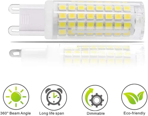 Vista 3 de Bombillas LED G9 de repuesto halógenas de 75 W, color blanco, 6000 K, paquete de 2
