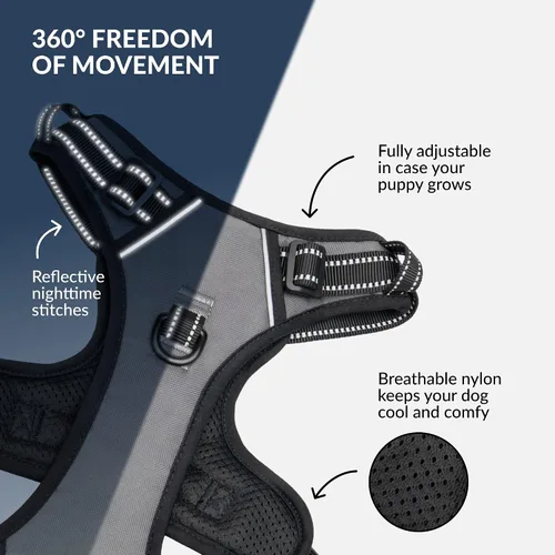 Vista 3 de CollarDirect Arnés reflectante sin tirones para perro, con asa y clip frontal, chaleco acolchado suave ajustable para perros pequeños a grandes