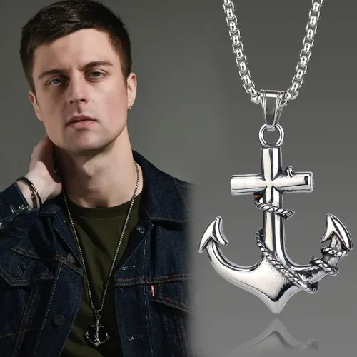 Vista 3 de Cross Necklace for Man and Women, Titanium Steel Cross Pendant Necklace Best Gift for Men Women Boys Girls, 17.7 inch Chain