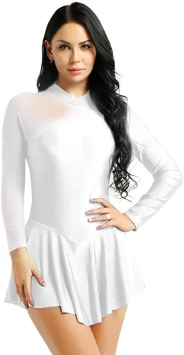 Vista 11 de easyforever Vestido de ballet latino para mujeres, adolescentes, uniforme de equipo de patinaje, falda tutú, leotardo