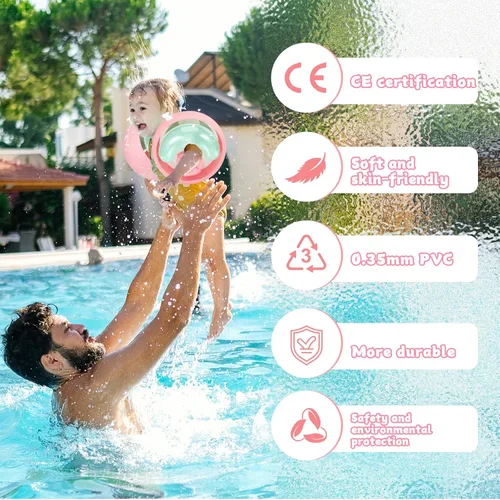 Vista 5 de WYRIAZA Flotadores de brazo para niños de 1 a 6 años, flotadores de brazo para piscina de 13 a 44 libras, flotadores inflables para bebés