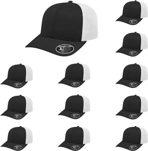 Vista 102 de Cap America i8502 Flexfit 110 Premium - Gorra de camionero de perfil medio con 6 paneles de malla trasera con protección UV y cierre ajustable