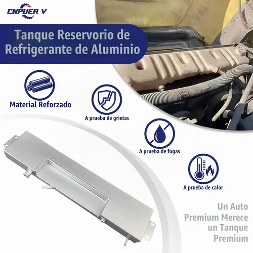 Vista 3 de Tanque de depósito de refrigerante de aluminio con tapa compatible con Ford F600 F700 F800 1980-1999 y Ford B-Series Bus, tanque de recuperación