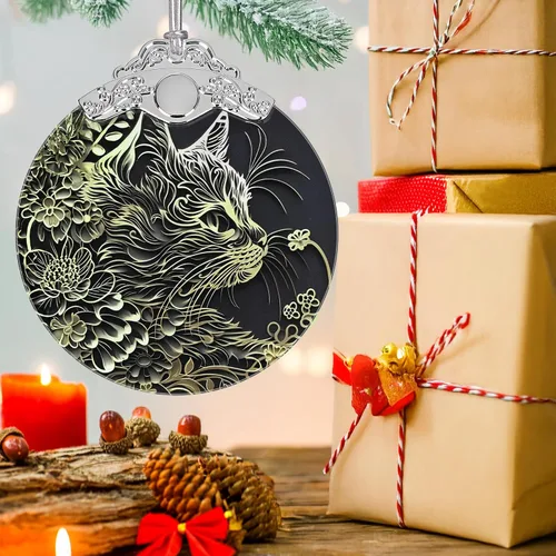 Vista 6 de Adornos de decoración de Navidad, adorno de vitral, adornos para árbol de Navidad, adorno de regalo 2025, regalo de Navidad para amigos, familiares