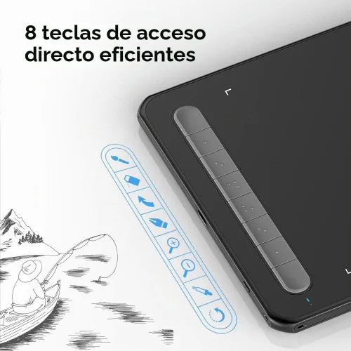 Vista 6 de XPPen - Tableta gráfica de dibujo Deco MW Bluetooth inalámbrica para computadora, lápiz X3 sin batería y 8 teclas de acceso directo, compatible