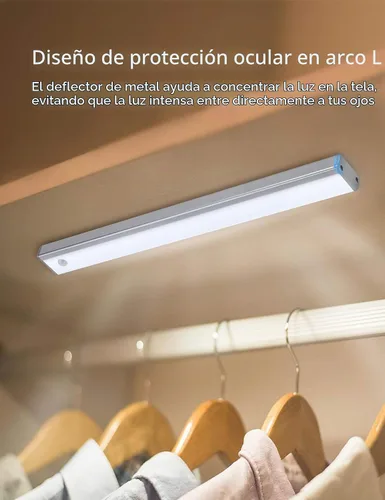 Vista 3 de Iluminación automática inalámbrica de 48 LED para gabinete de cocina, sensor de movimiento, luz recargable, luz de despensa, luces de armario a