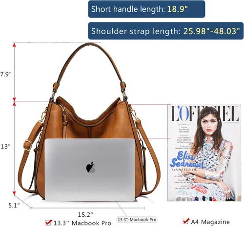 Vista 6 de Bolsas de diseñador de estilo hobo, grandes, de cuero sintético, para mujer