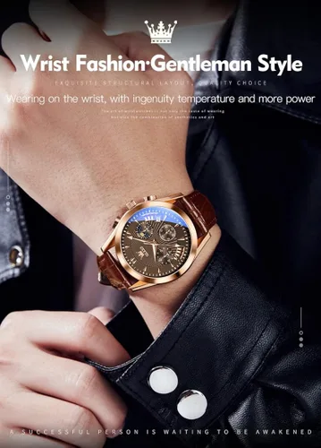 Vista 3 de OLEVS Relojes para hombre, cronógrafo, de moda, casual, analógico, de cuarzo, impermeable, relojes de pulsera luminosos de vestir con correa