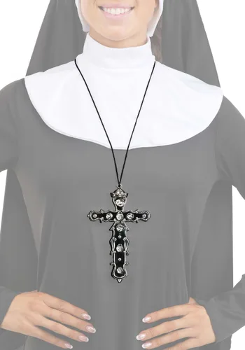 Vista 2 de Accesorio de Disfraz Colgante de Cruz Negra Religiosa Multicolor