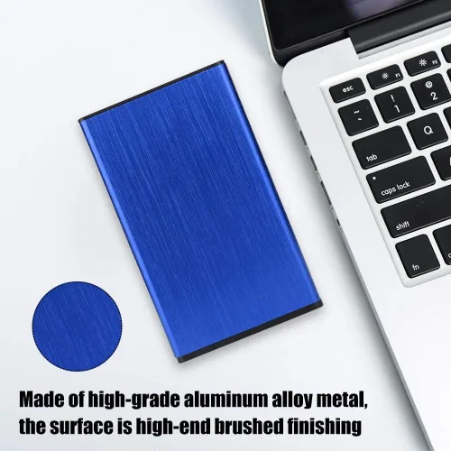 Vista 6 de Funda móvil USB2.0 de 2.5 pulgadas, caja externa de disco duro, aleación de aluminio cepillada para SSD de 2 TB, enchufar y usar, con indicador LED