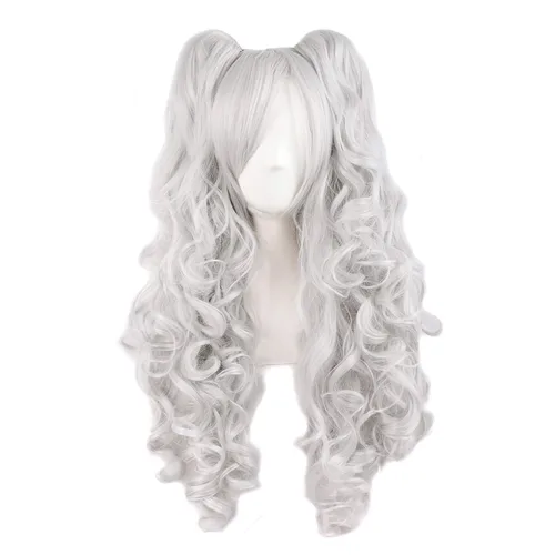 Vista 15 de Peluca MapofBeauty Lolita para disfraz, cabello largo, rizado, con coleta, Blanco
