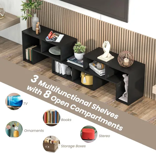 Vista 8 de KOTEK - Soporte de TV para TV de 50, 55, 60, 65 pulgadas, organizador de estantería de combinación gratuita, mesa de consola de TV con estantes