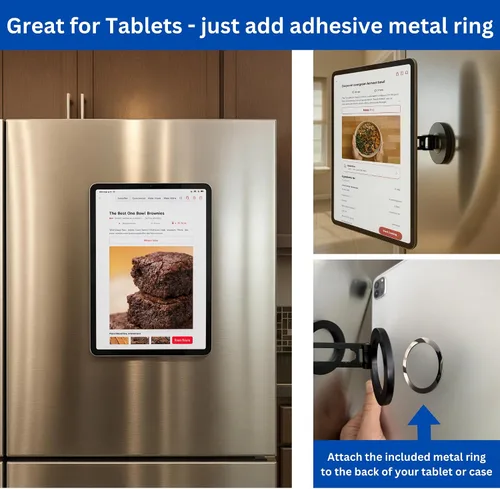 Vista 5 de Maxby Soporte de teléfono para refrigerador Fuerte soporte magnético con brazo ajustable y rotación de 360° Uso de cocina manos libres