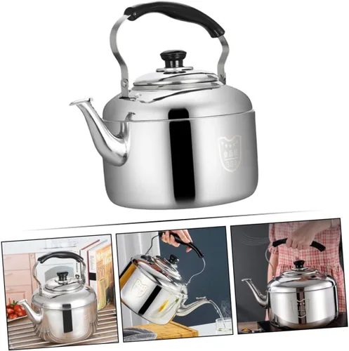 Vista 5 de Luxshiny Hervidor de té silbante de acero inoxidable, caldera de agua de 6 L, tetera de gran capacidad con mango antiquemaduras para el hogar