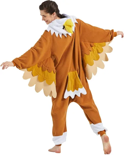 Vista 6 de Disfraz de Mothman para Halloween, pijama de una pieza para adultos, cosplay, animal, pijama de Navidad para mujeres y hombres