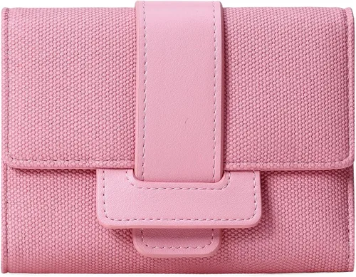 Vista 14 de Cartera pequeña para mujer, de piel, plegable, compacta, con bloqueo RFID, con bolsillo con cremallera para monedas, A01 Rojo Vino, Classic