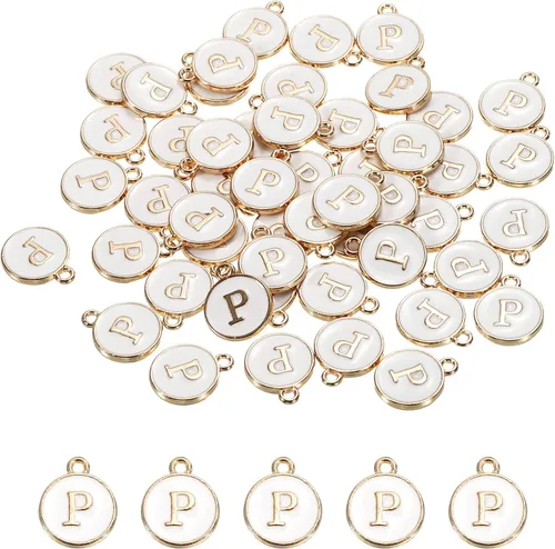 Vista 18 de MECCANIXITY Dije de Letras del Alfabeto de Doble Cara, para Hacer Collar, Pulsera, Pendientes, Joyería