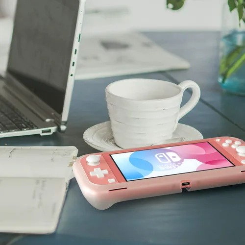 Vista 8 de ECHZOVE Funda de agarre para Nintendo Switch Lite, funda de TPU blanca transparente para Nintendo Switch lite
