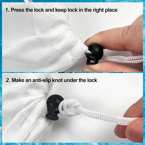Vista 5 de Paquete de 4 bolsas de filtro al vacío de piscina para aspiradoras de hojas, bolsa de malla fina de 12 x 8.8 pulgadas con cordón de bloqueo, filtro