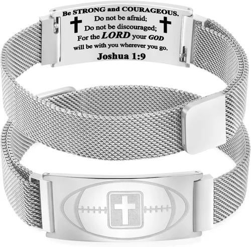 Vista 51 de Regalos de graduación, pulsera de fútbol, fútbol, baloncesto, béisbol, regalos de pulsera, pulseras de cruz de fe para hombres, bautismo, primera