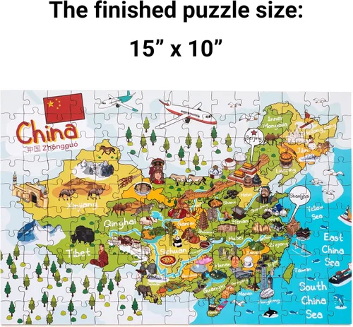 Vista 3 de China Map Rompecabezas de madera 152 piezas, 15x10 pulgadas