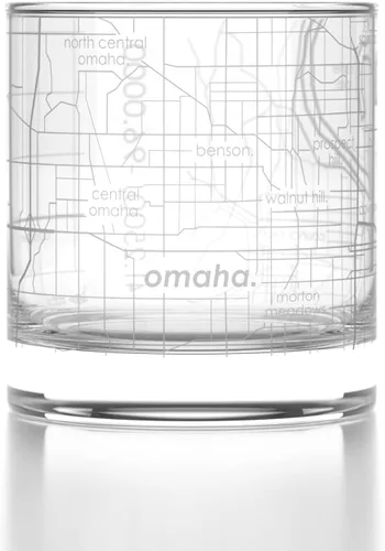 Vista 93 de Well Told Vaso de rocas grabado con mapa de Akron, Ohio, cristalería estilo antiguo (325ml, transparente) Vaso de bourbon grabado, regalos