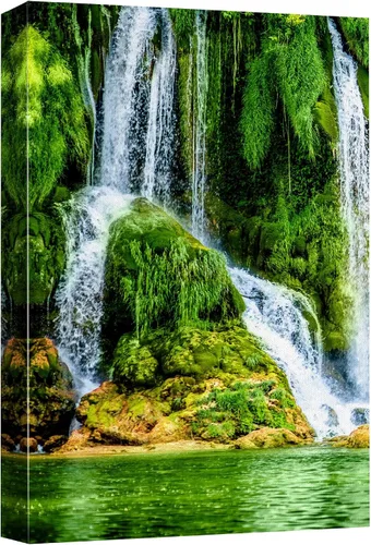 Vista 33 de wall26 Lienzo impreso para pared, cascada de montaña islandesa al anochecer, naturaleza, desierto, fotografía, realismo, paisaje decorativo