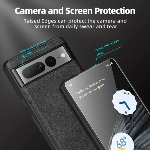 Vista 4 de X-level Funda para Google Pixel 7 Pro 5G, piel sintética de alta calidad, elegante, suave, TPU a prueba de golpes, funda protectora para Pixel 7 Pro