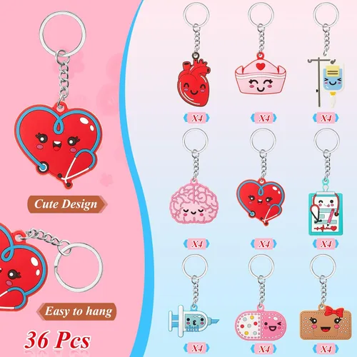 Vista 3 de Henoyso Paquete de 36 llaveros para enfermeras, regalos de Navidad para enfermeras, regalos para estudiantes de enfermería, regalos de fiesta