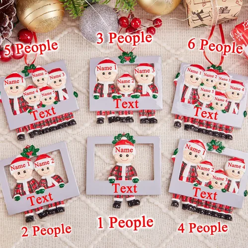 Vista 6 de Adornos de Navidad personalizados Firelace con nombre grabado de resina para árbol de Navidad, regalos para niños, Acción de Gracias, decoración