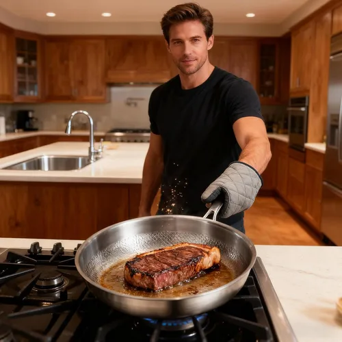 Vista 2 de Sartén de acero inoxidable – Sartén martillada resistente, cocina antiadherente, sartén para saltear con calor uniforme Utensilios de cocina