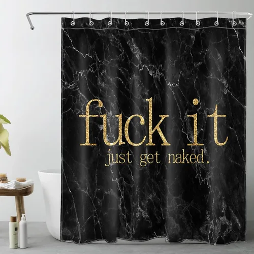 Vista 34 de LB Fuck It Get Naked - Cortina de ducha pequeña de 48 x 68 pulgadas, forro de cortina de ducha en blanco y negro, cortina de ducha estrecha