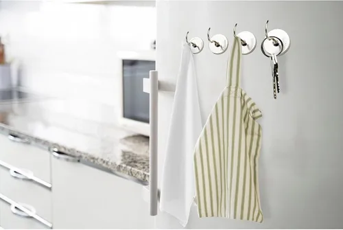 Vista 5 de HIC Kitchen Ganchos magnéticos fuertes, acero resistente con acabado cromado brillante, juego de 8